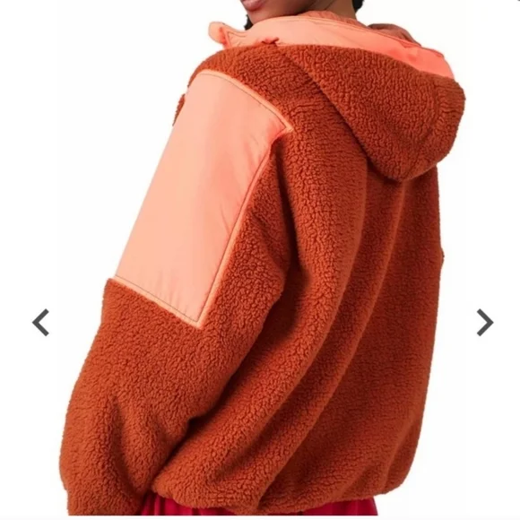 NWOT Free People Lead The Pack Half Zip Fleece Pop Over Hooded Jacket - Picture 3 of 10